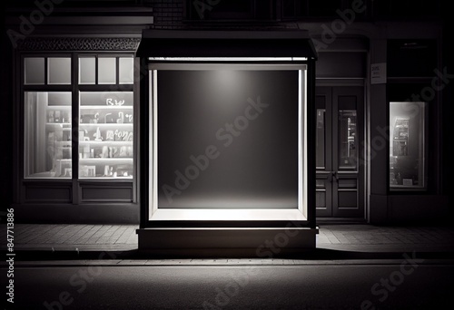 Blank Mock Up of Store Street Showcase window in a city