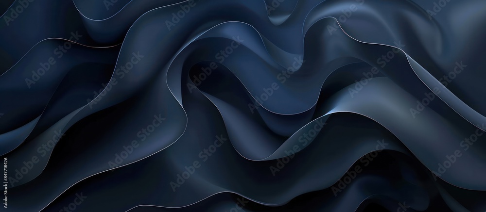 3D rendering of a dark blue silk cloth with soft folds and waves. 3D rendering of a dark blue silk cloth with soft folds and waves.