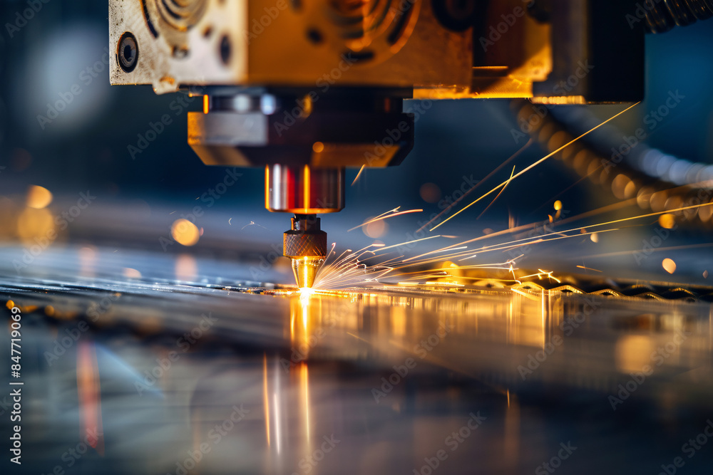 Close up of industrial laser cutting material Close up of industrial laser cutting material