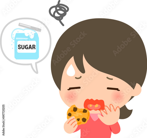 食べたクッキーが甘すぎた女性
