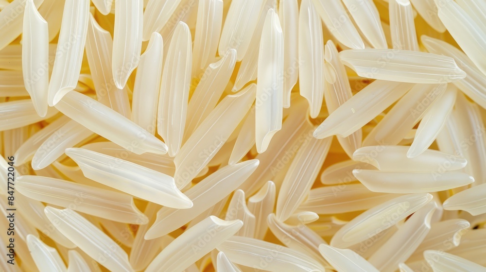 Closeup of uncooked white long grain rice on a plain background Closeup of uncooked white long grain rice on a plain background