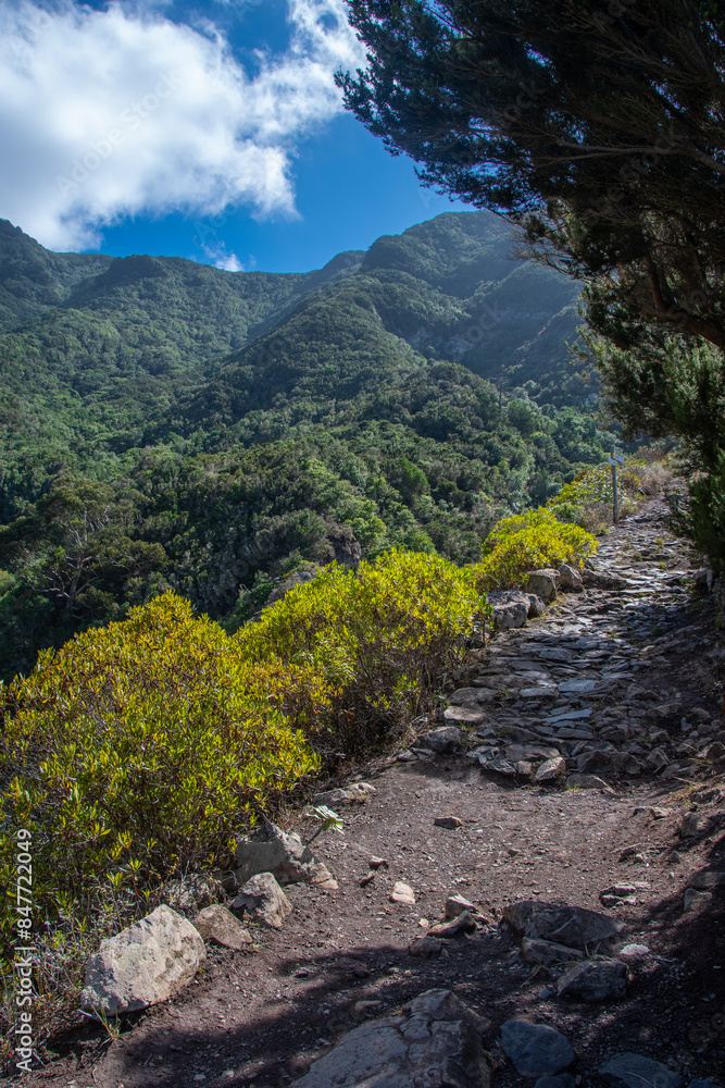 Hiking trail with a beautiful view in the Anaga Mountains on Tenerife Hiking trail with a beautiful view in the Anaga Mountains on Tenerife