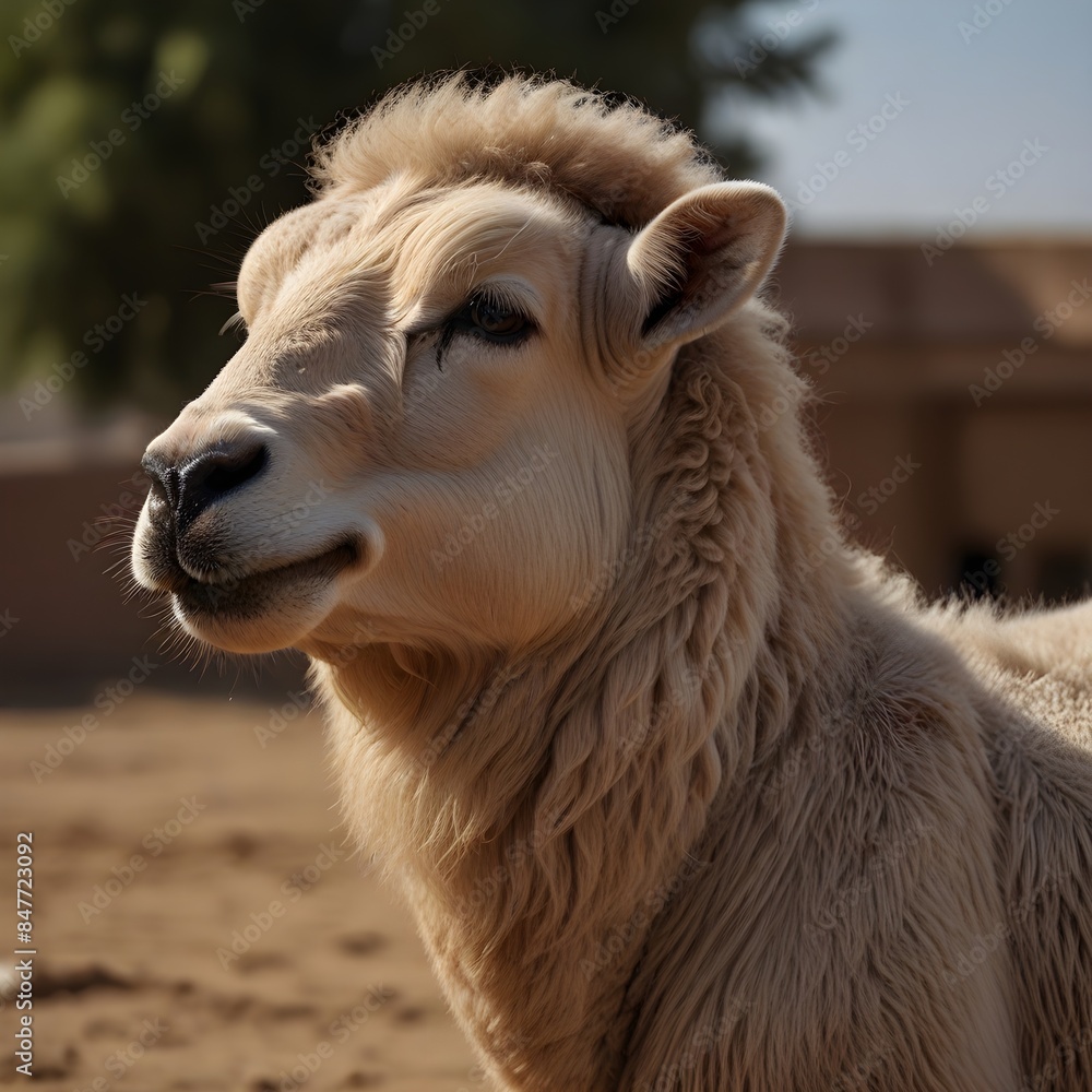 Fototapeta premium camel standing in a barn , ai generated