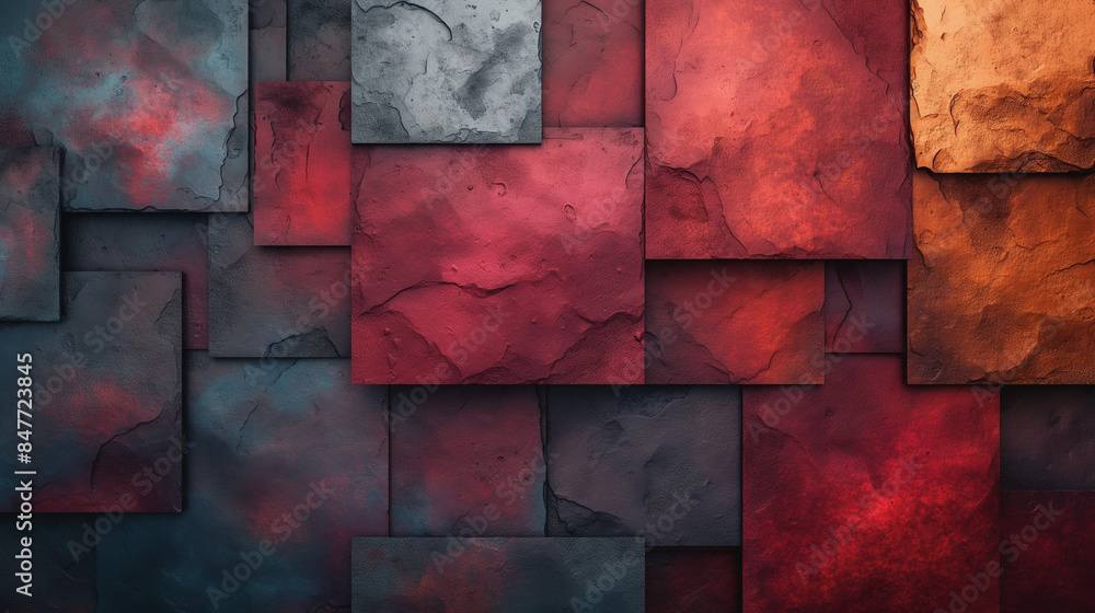 A wall made of red and blue squares A wall made of red and blue squares