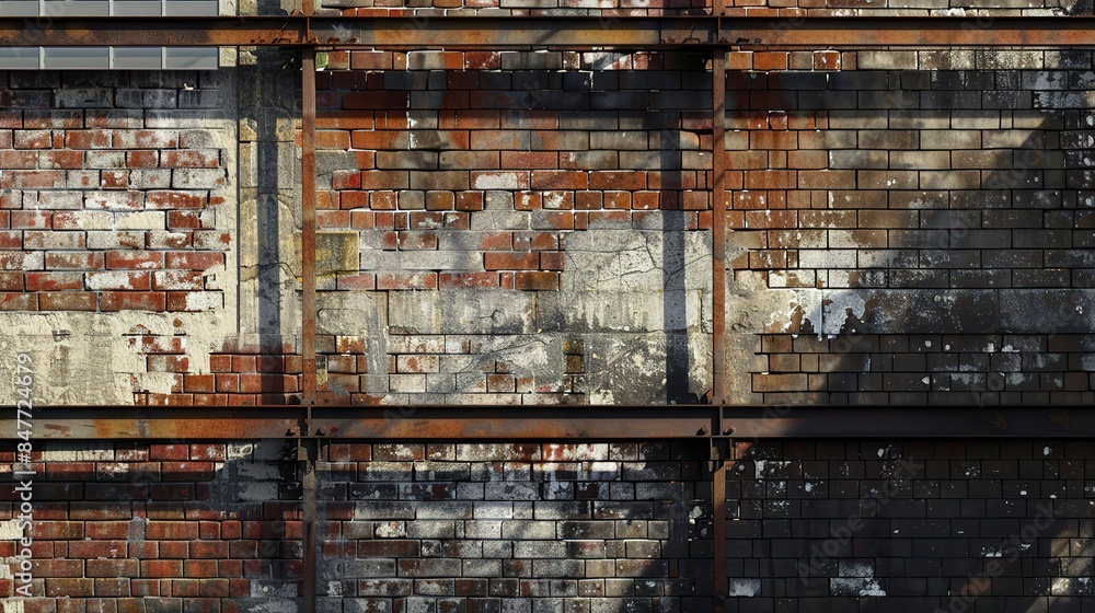 Close-up on brick wall of old factory, detailed texture, no people, architectural emphasis, soft natural light Close-up on brick wall of old factory, detailed texture, no people, architectural emphasis, soft natural light
