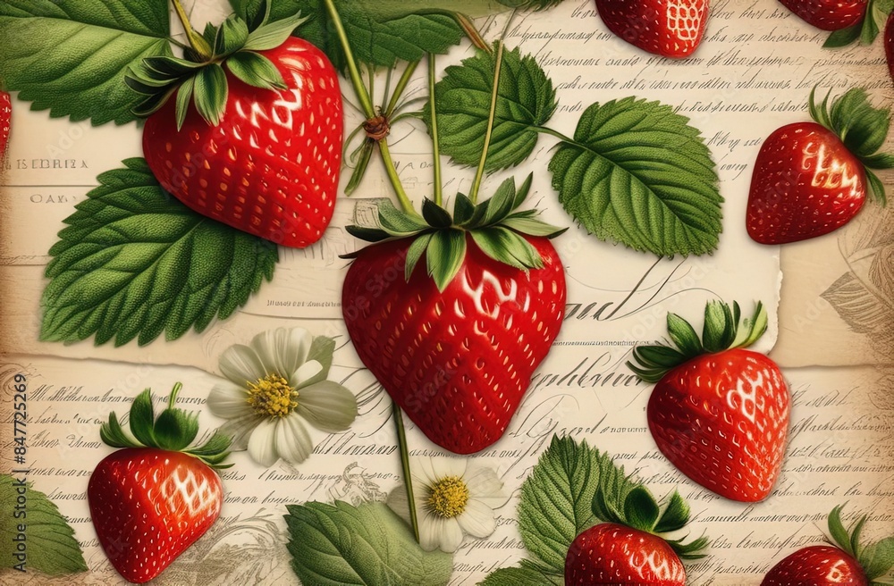 Strawberry background. Strawberry falling from different angles. Focused and blurry objects. 3D realistic. Strawberry background. Strawberry falling from different angles. Focused and blurry objects. 3D realistic.