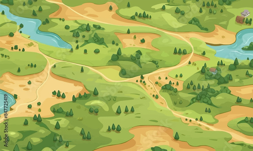 top view aerial shot of field vector flat isolated illustration