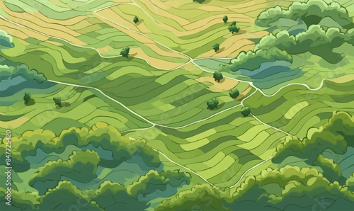 top view aerial shot of field vector flat isolated illustration