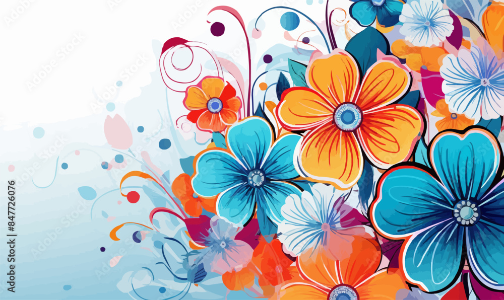 Various flower designs abstract shapes trendy colorful drawing, vector illustration Various flower designs abstract shapes trendy colorful drawing, vector illustration