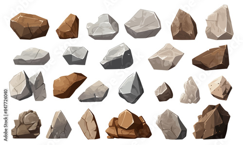 various rocks set isolated vector style with transparent background illustration