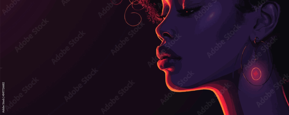 beautiful african woman in dark night, club. vector simple illustration beautiful african woman in dark night, club. vector simple illustration