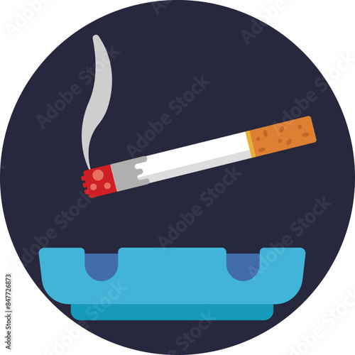 A classic ashtray outline with one cigarette rests visible, representing smoking facilities or indicating a smoker-friendly location in maps and signs.