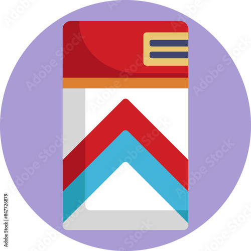 An icon showcasing a minimalist design of a cigarette pack, ideal for use in smoking-related informational materials or mobile applications.