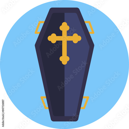 An ominous coffin icon, serving as a stark reminder of the lethal risks associated with smoking.