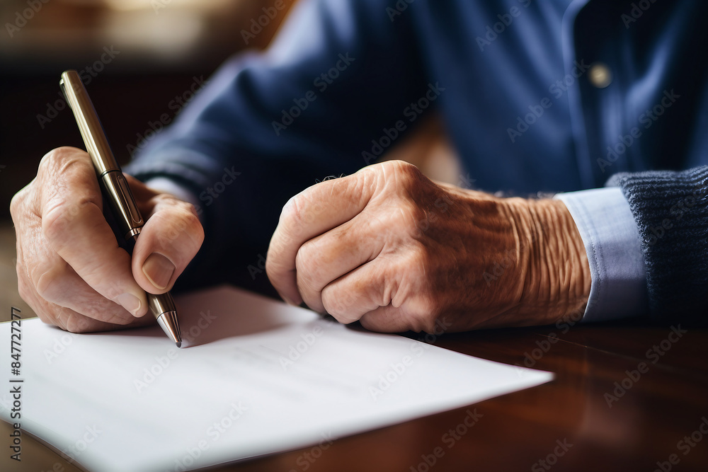 Picture of senior mature student preparing for lesson or exam generative AI concept Picture of senior mature student preparing for lesson or exam generative AI concept
