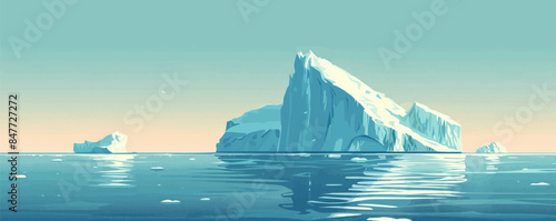 Climate change causes icebergs to melt Vector flat minimalistic isolated illustration