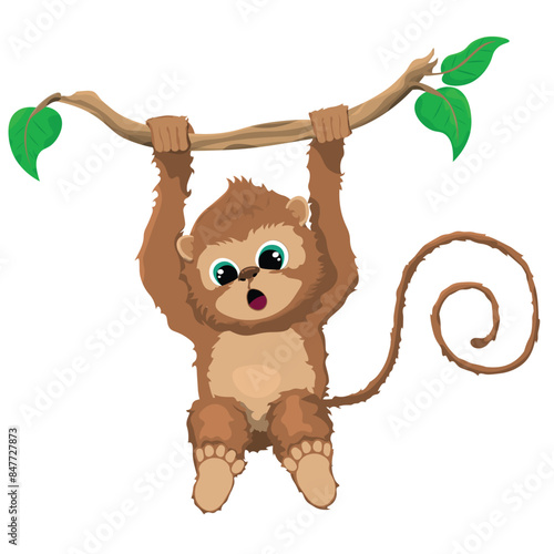 Cute Animal Character in Vector Illustration Mongkey photo