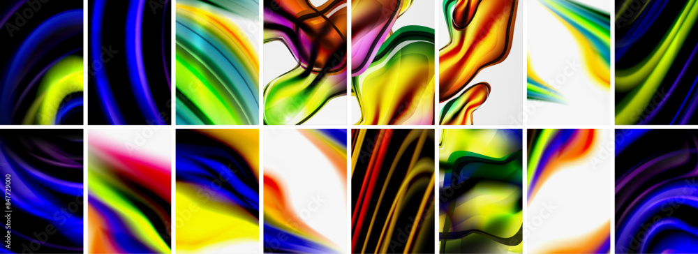 Fototapeta premium Collection of abstract background with waves, colorful shapes and 3d shadow effect. Vector Illustration For Wallpaper, Banner, Background, Card, Book Illustration, landing page