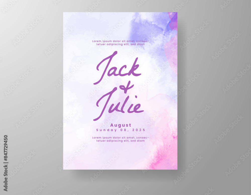 Wedding invitation with abstract watercolor background Wedding invitation with abstract watercolor background