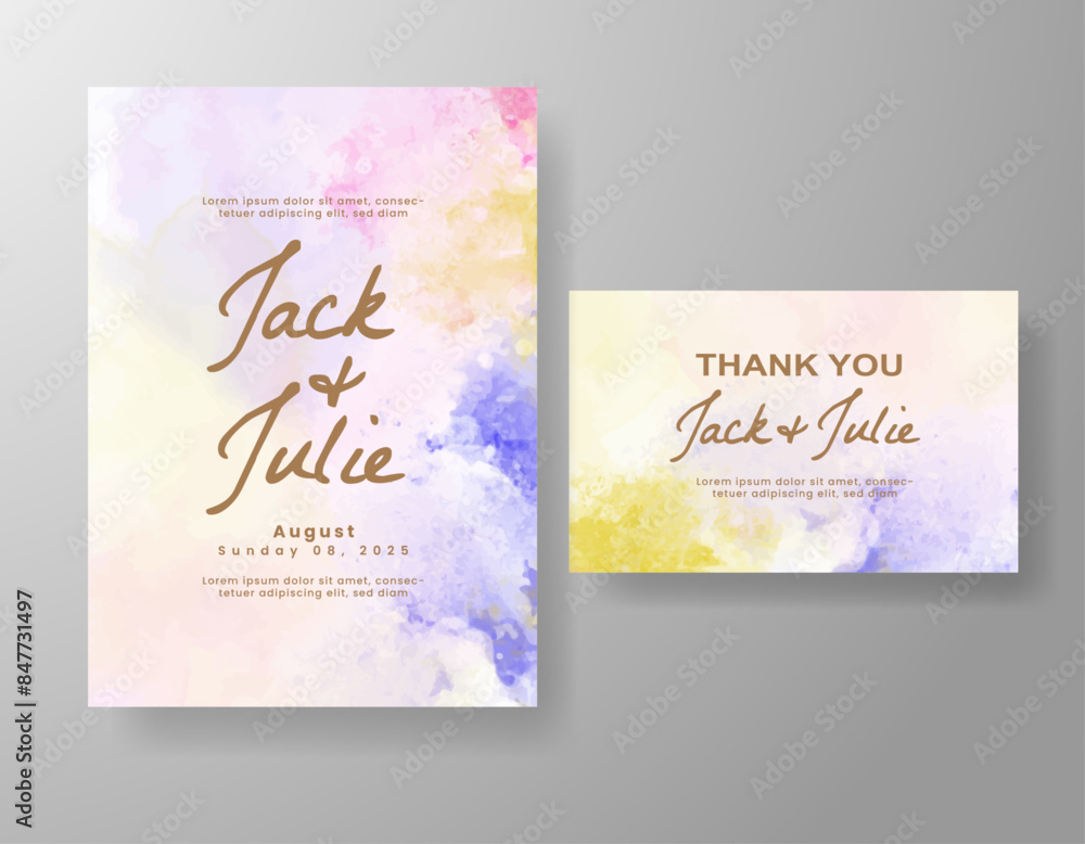 Wedding invitation with abstract watercolor background Wedding invitation with abstract watercolor background