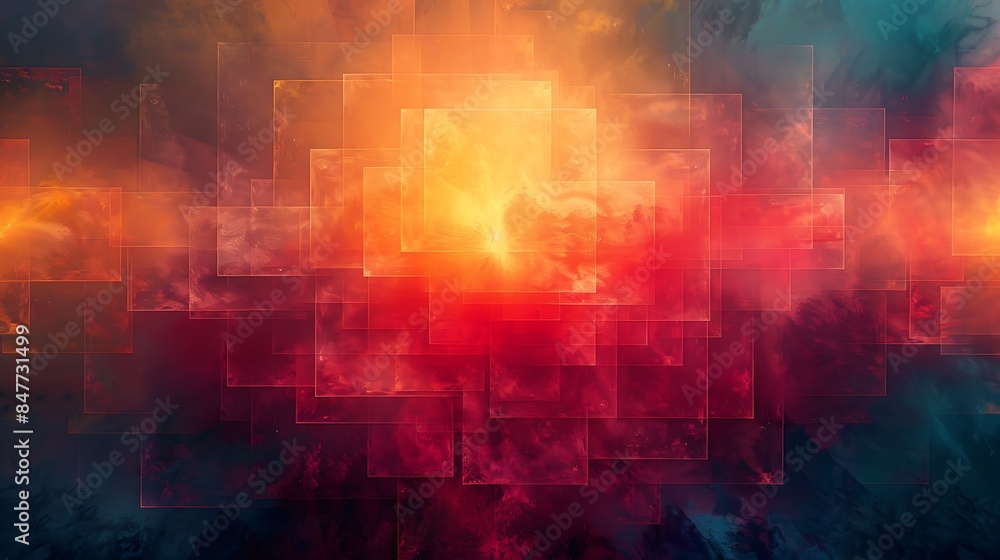 An abstract background featuring rectangles in a grid with a central focal point, bright and vibrant colors, hd quality, digital illustration, high contrast, geometric precision, modern design. An abstract background featuring rectangles in a grid with a central focal point, bright and vibrant colors, hd quality, digital illustration, high contrast, geometric precision, modern design.