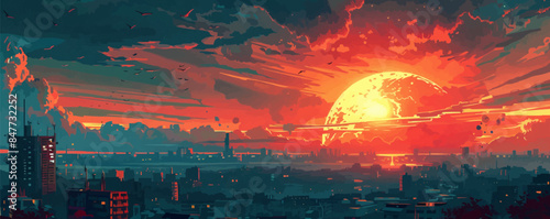 Nukleare Apokalypse. vector simple illustration