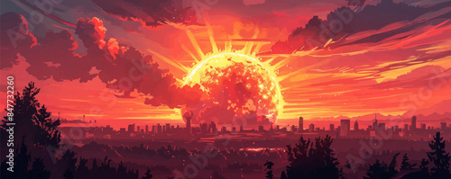 Nukleare Apokalypse. vector simple illustration