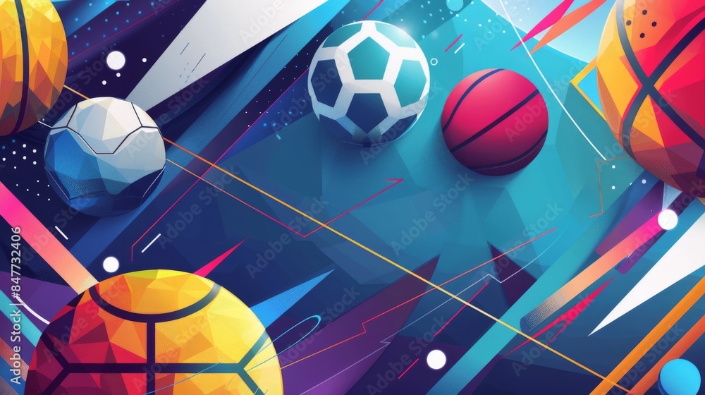 Vibrant Sports Spheres in Neon Digital Design Vibrant Sports Spheres in Neon Digital Design
