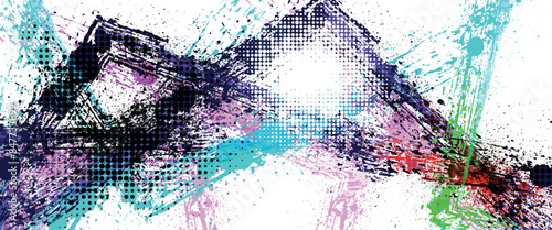 Abstract and Colorful Brush Background with Halftone Effect. Sports Banner. Brush Stroke Illustration.