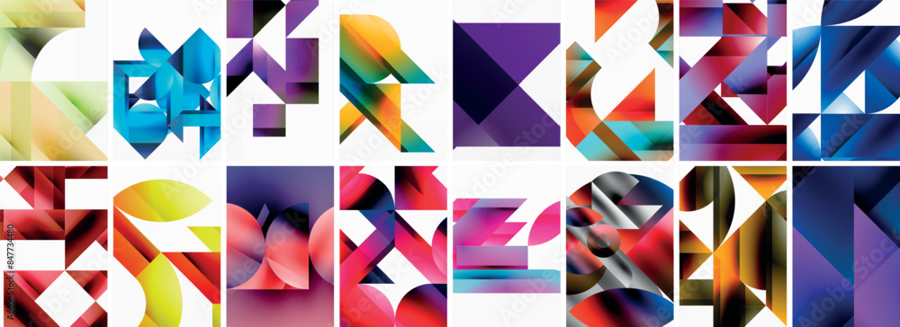 Set of abstract minimal geometric backgrounds with lines, circles and triangles. Vector Illustration For Wallpaper, Banner, Background, Card, Book Illustration, landing page Set of abstract minimal geometric backgrounds with lines, circles and triangles. Vector Illustration For Wallpaper, Banner, Background, Card, Book Illustration, landing page