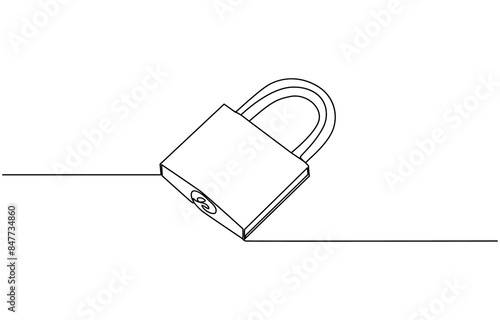 Padlock in one continuous line drawing. Isolated on white background vector illustration. Pro vector, system protection - minimal line web icon. simple vector illustration. concept for infographic,
