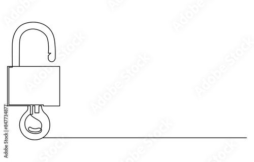 Padlock in one continuous line drawing. Isolated on white background vector illustration. Pro vector, system protection - minimal line web icon. simple vector illustration. concept for infographic,