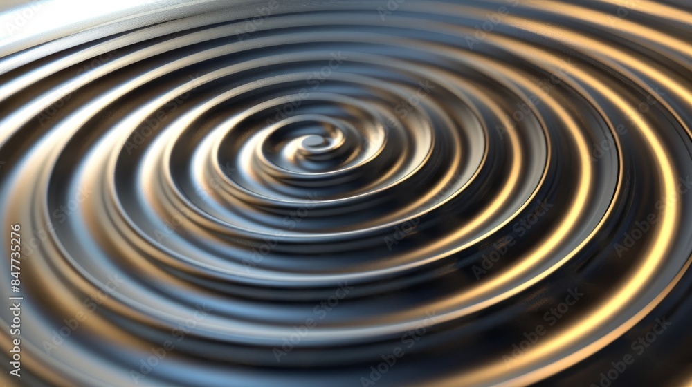 Monochromatic golden tunnel effect with concentric circles creating an illusion of depth and reflective surfaces Monochromatic golden tunnel effect with concentric circles creating an illusion of depth and reflective surfaces