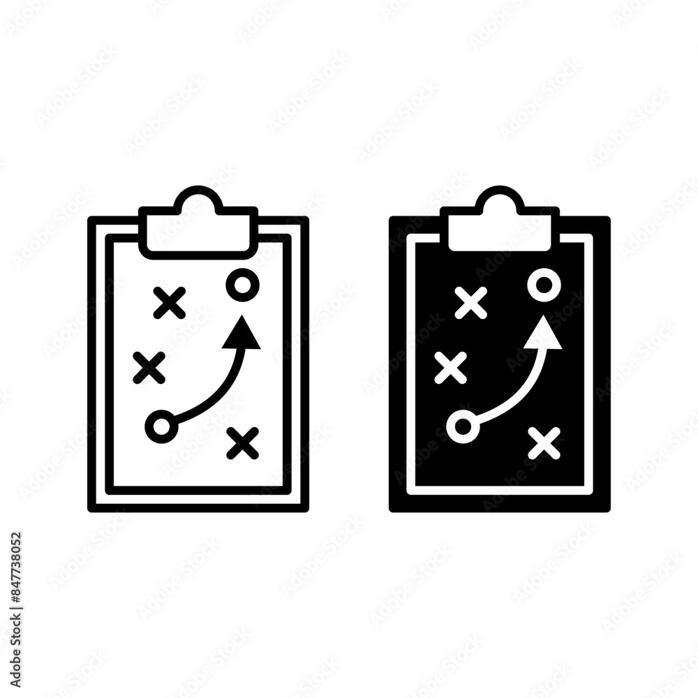 Fototapeta premium soccer tactics icon, game success strategy in football, scheme play color editable