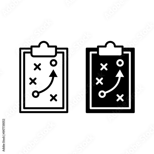 soccer tactics icon, game success strategy in football, scheme play color editable