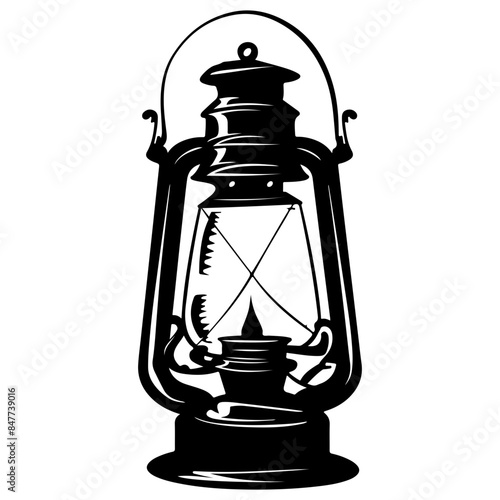 vintage lantern camp silhouette, vintage lantern camp icon vector illustration