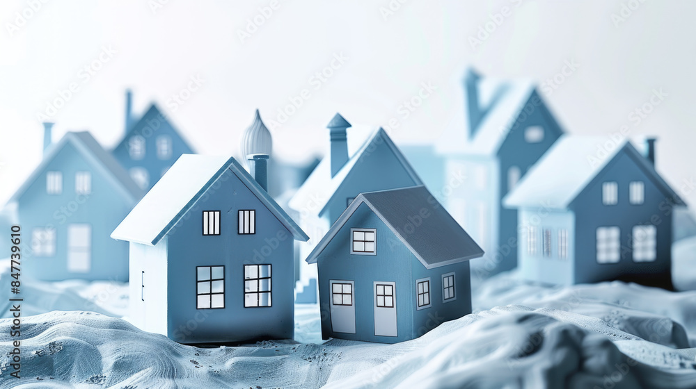 Miniature blue houses Miniature blue houses
