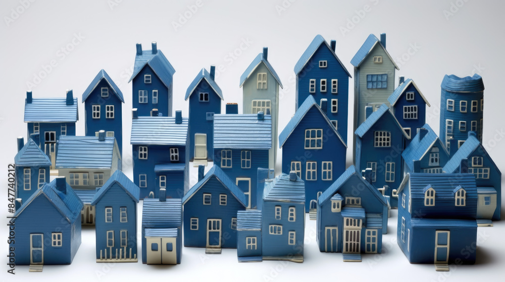 Miniature blue houses Miniature blue houses