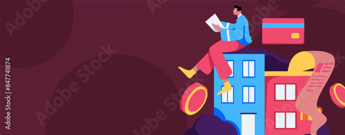 Home loan flat vector concept operation illustration
