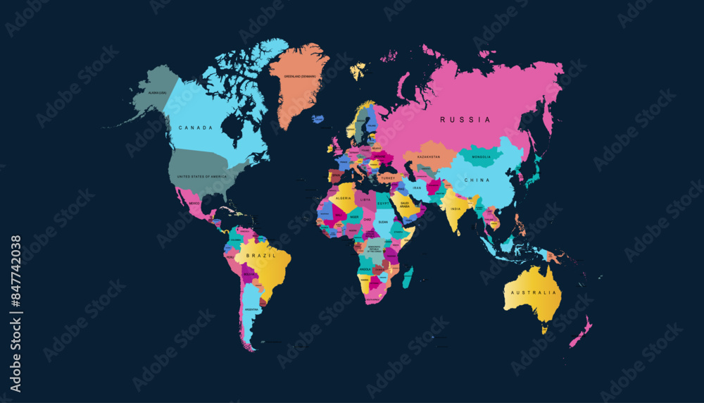 Obraz premium World map. Modern color vector map. Silhouette map