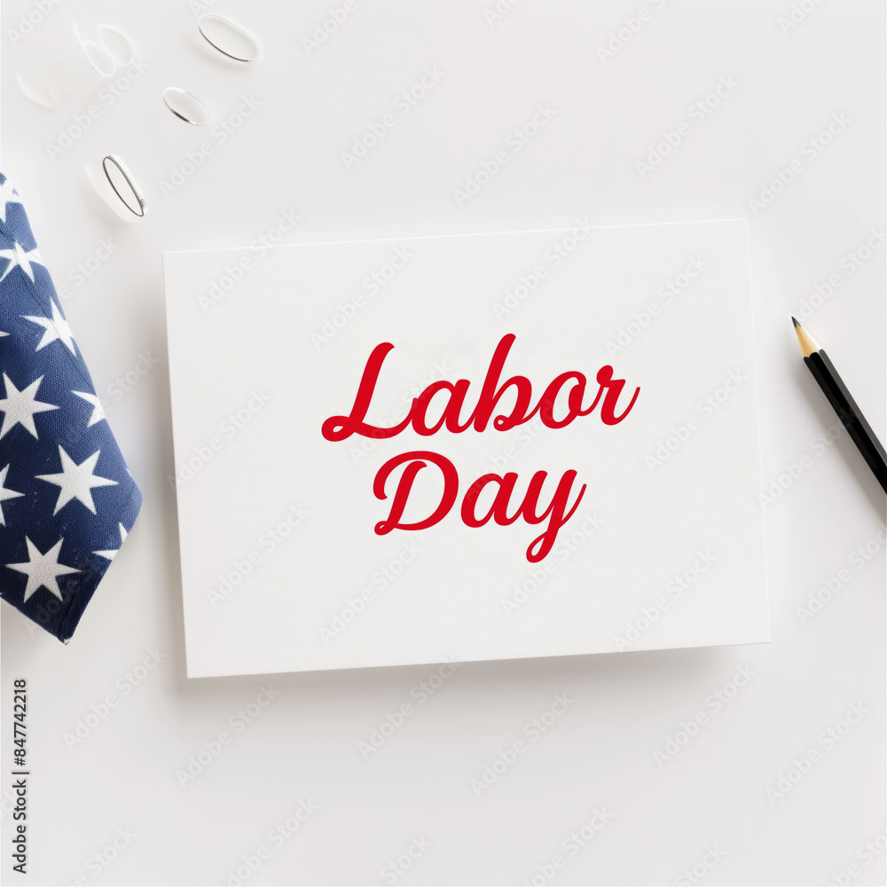 Labor Day Card with Patriotic Decorations on White Background. Labor Day Card with Patriotic Decorations on White Background.
