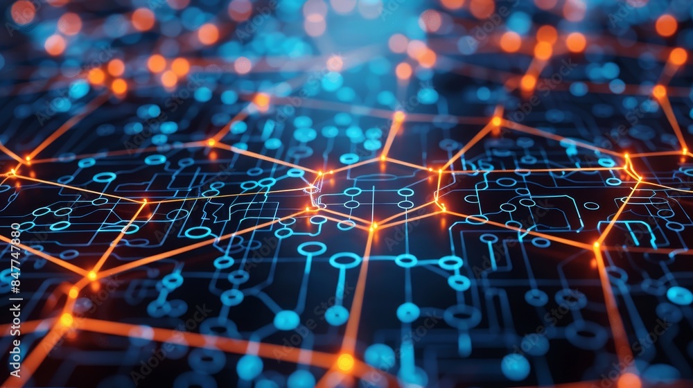An abstract representation of artificial intelligence, machine learning, and robotics, showcasing interconnected nodes and circuits symbolizing complex algorithms and data processi An abstract representation of artificial intelligence, machine learning, and robotics, showcasing interconnected nodes and circuits symbolizing complex algorithms and data processi