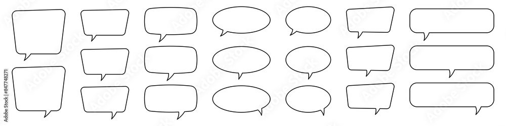 Speech bubble, speech balloon, chat bubble line art icon for apps and websites. Speech bubble, speech balloon, chat bubble line art icon for apps and websites.
