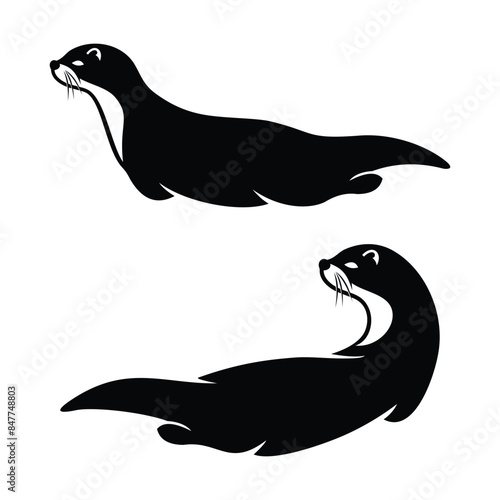 otter logo vector illustration template photo