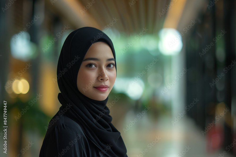 Malay business / executive woman in formal attire, wearing shawl. Malay business / executive woman in formal attire, wearing shawl.