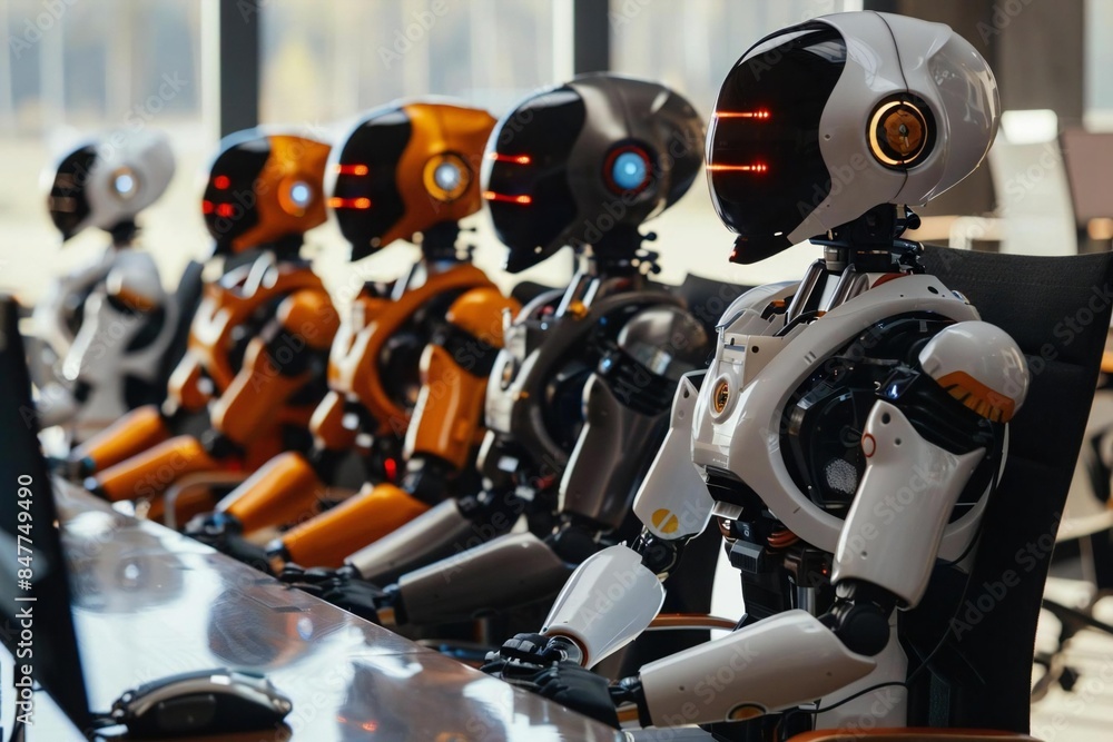 Diverse Businesspeople Having a Meeting in an AI Technology Company Boardroom Diverse Businesspeople Having a Meeting in an AI Technology Company Boardroom