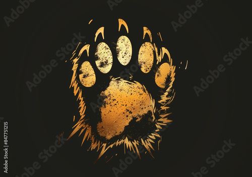 Grizzly bear claw marks print on black background