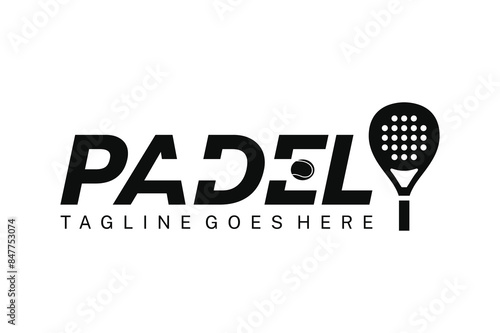 Padel racket and ball logo design vector