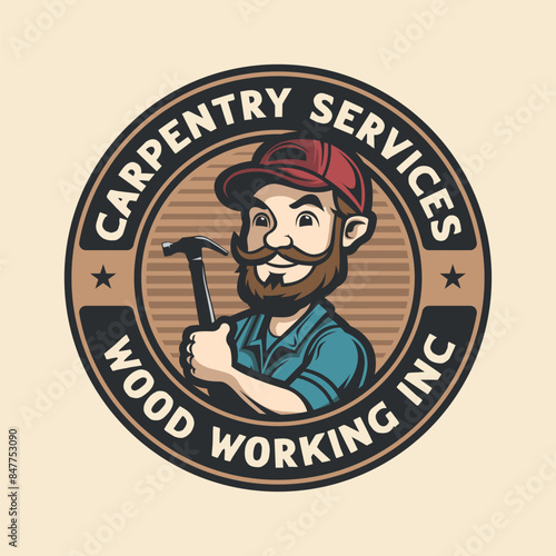 Carpenter woodwork craftsman Vintage badge logo