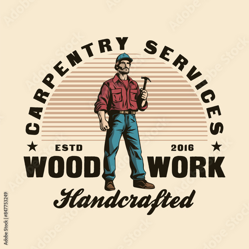 Carpenter woodwork craftsman Vintage badge logo